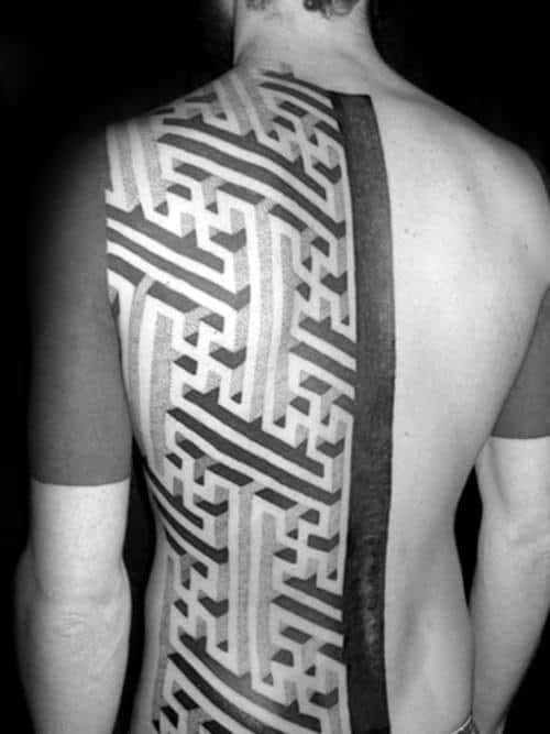 Half Back 3d Maze Tattoos Guys