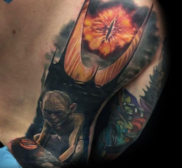 Half Back Gollum Lord Of The Rings Guys Tattoo Designs