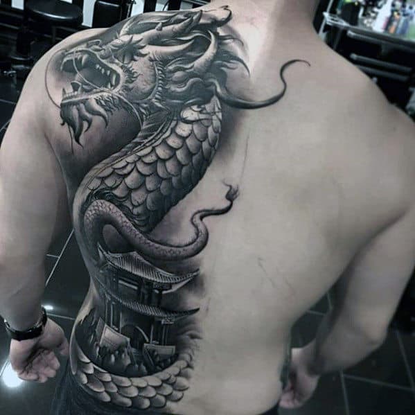 Half Back Unbelievable Dragon Tattoos For Guys