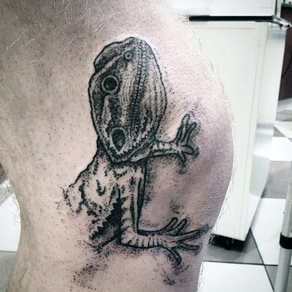 Half Buried Lizard Tattoo Torso Guys