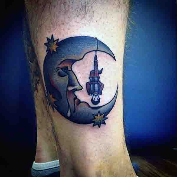 Half Moon Tattoo For Men On Legs