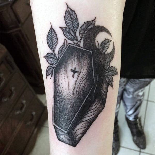 Half Moon Wod Coffin Mens Forearm Tattoo