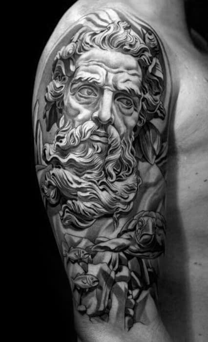 Half Sleeve 3d Socrates Tattoos For Gentlemen