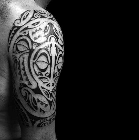 Half Sleeve Amazing Hawaiian Male Tribal Turtle Tattoo Inspiration