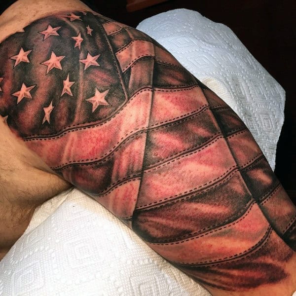 Half Sleeve American Flag Tattoos For Men For Men