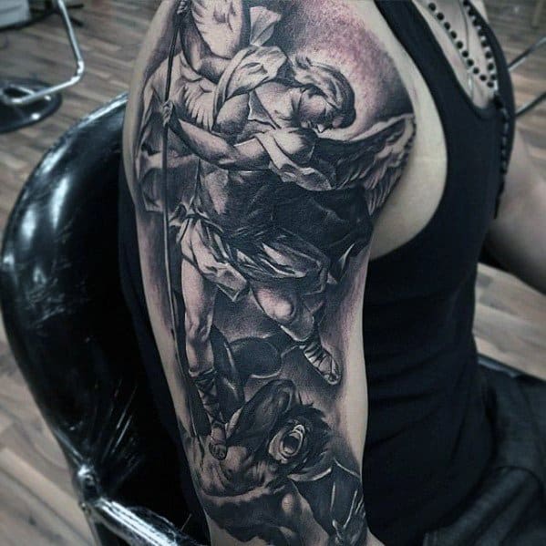 Half Sleeve Angels Themed Incredible Epic Tattoos For Men