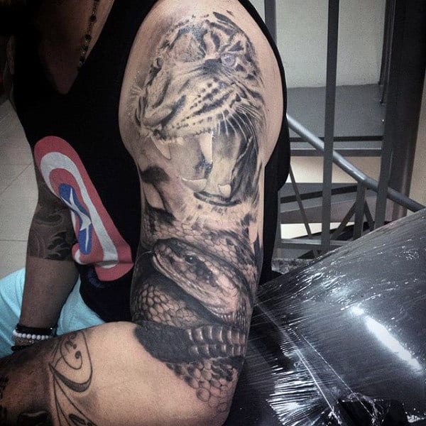 Half Sleeve Animal Themed Male Tattoos