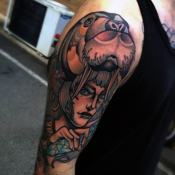 Half Sleeve Arm Male Cool Walrus Tattoo Ideas