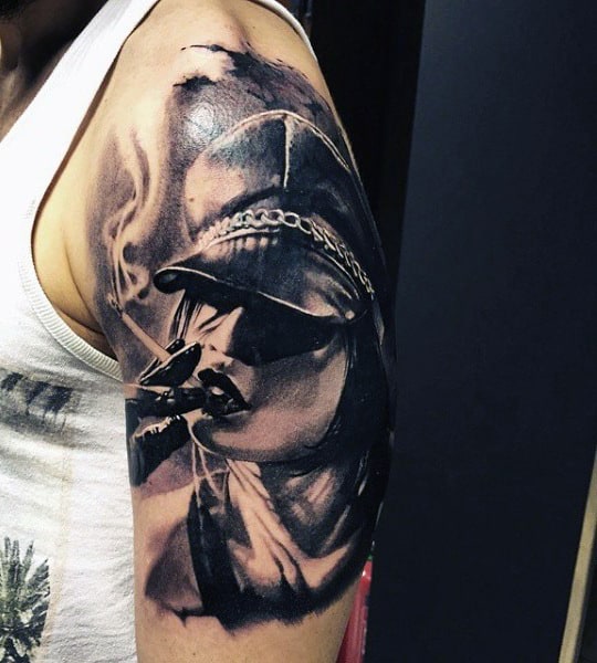 Half Sleeve Arm Tattoos Of Smoke For Men