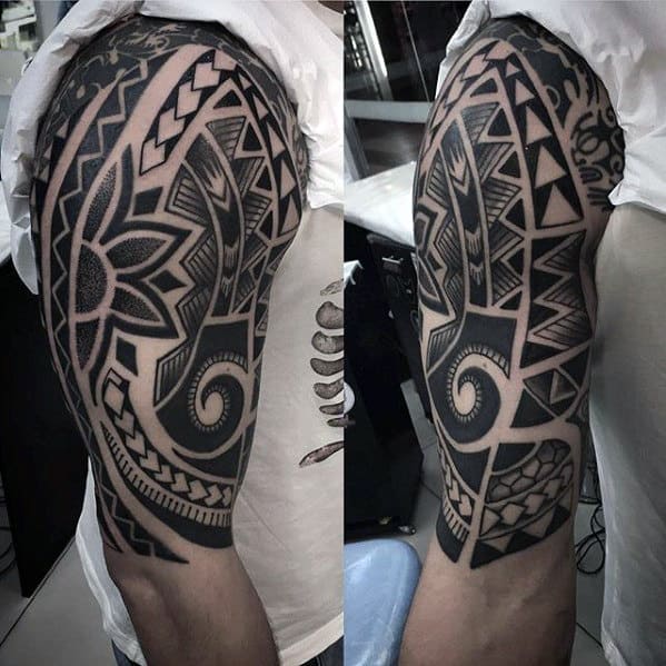Half Sleeve Awesome Guys Tribal Tattoo Ideas