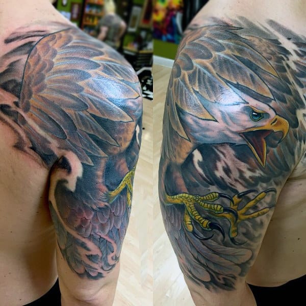 Half Sleeve Bald Eagle Tattoos For Men