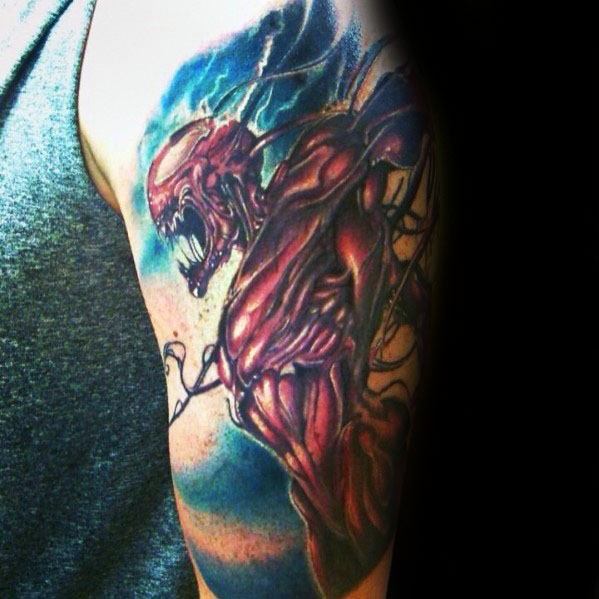 Half Sleeve Carnage Male Tattoo Designs