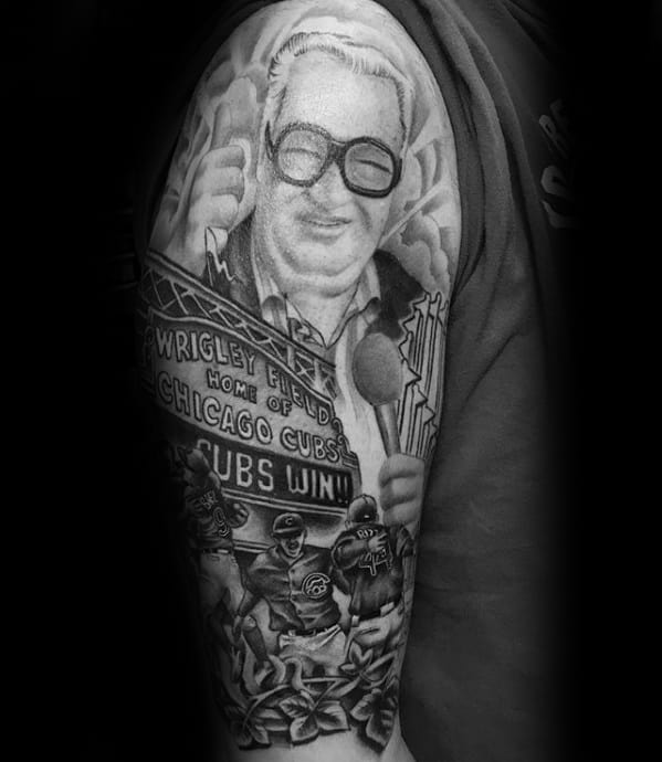 Half Sleeve Chicago Cubs Themed Mlb Male Tattoo