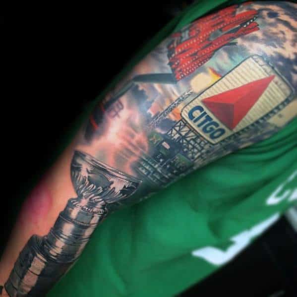 Half Sleeve Cool Male Boston Red Sox Tattoo Designs