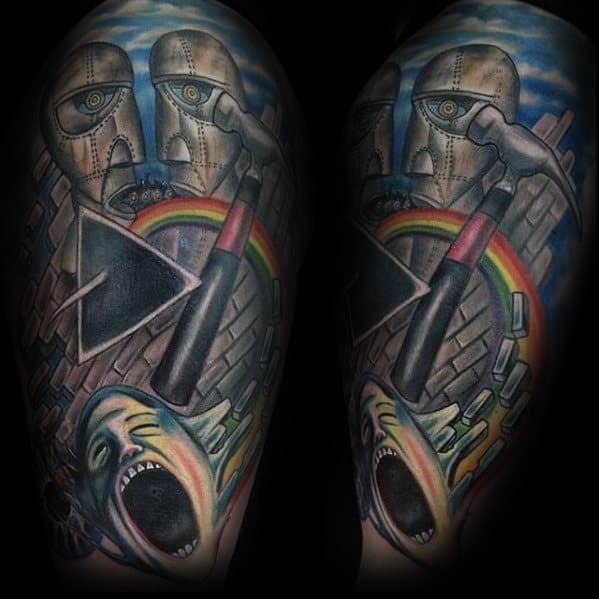 Half Sleeve Dark Side Of The Moon Mens Tattoo Ideas