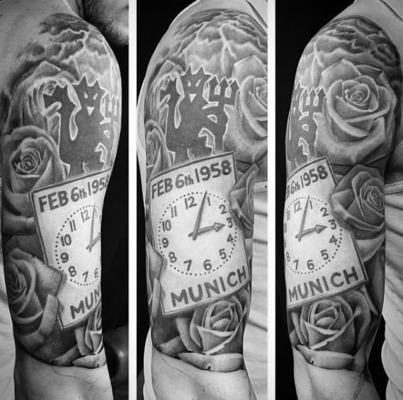 Half Sleeve Distinctive Male Manchester United Tattoo Designs