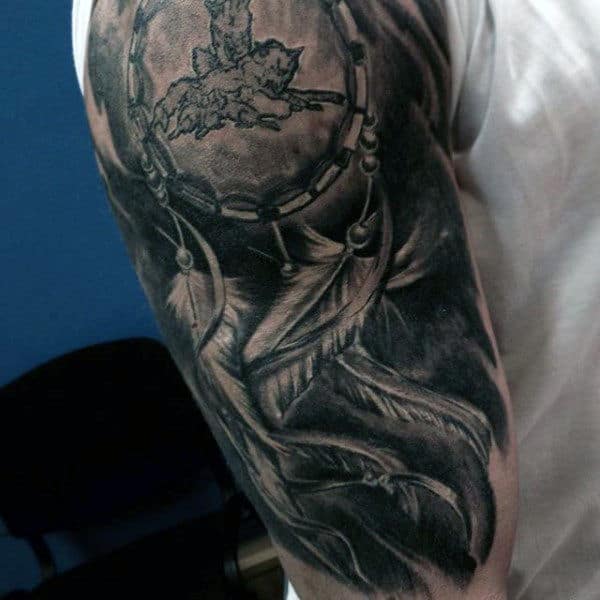 Half Sleeve Dreamcatcher Guys Tattoos