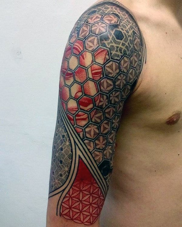 Half Sleeve Flower Of Life Tattoos For Men
