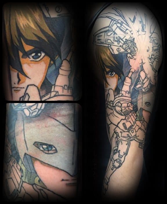 Half Sleeve Gundam Mens Tattoo Ideas