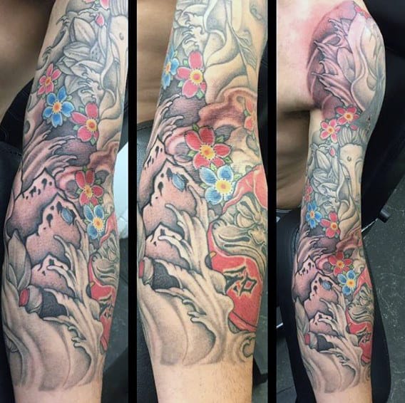 Half Sleeve Guys Daruma Doll Tattoo Ideas