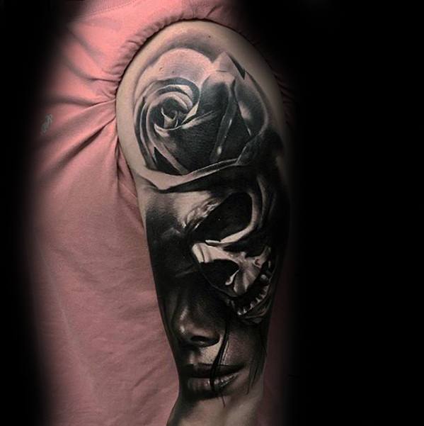 Half Sleeve Guys Morph Tattoo Design Ideas