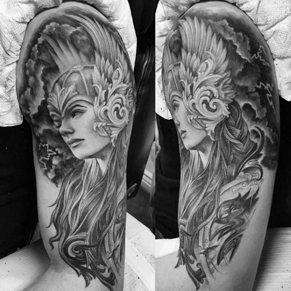 Half Sleeve Guys Norse Tattoos With Valkyrie Design