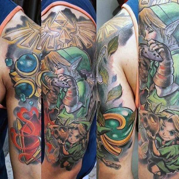 Half Sleeve Guys Zelda Tattoo Design Ideas