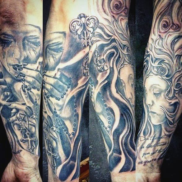 Half Sleeve Honesty Key Tattoo For Guys