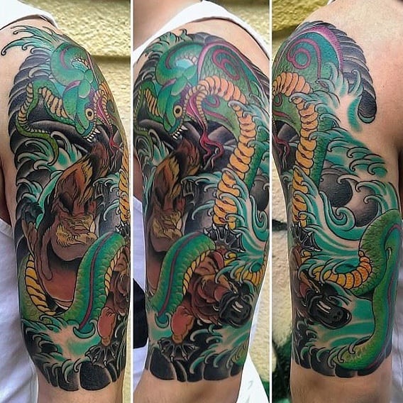 Half Sleeve Japanese Platypus Male Tattoo Designs