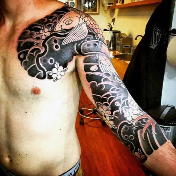 Half Sleeve Light Wave Men's Tattoo