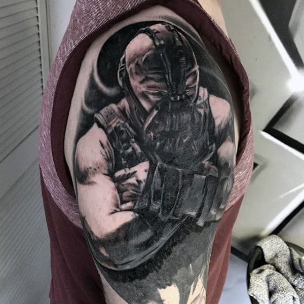 Half Sleeve Male Bane Superhero Tattoos
