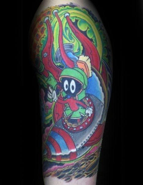 Half Sleeve Male Marvin The Martian Tattoos