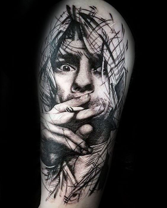 Half Sleeve Male Nirvana Tattoo