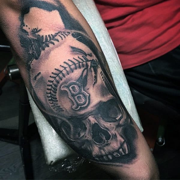 Half Sleeve Man With Baseball Players With Tattoos