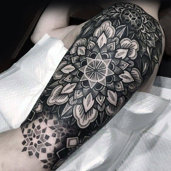 Half Sleeve Mandala Guys Tattoo Ideas