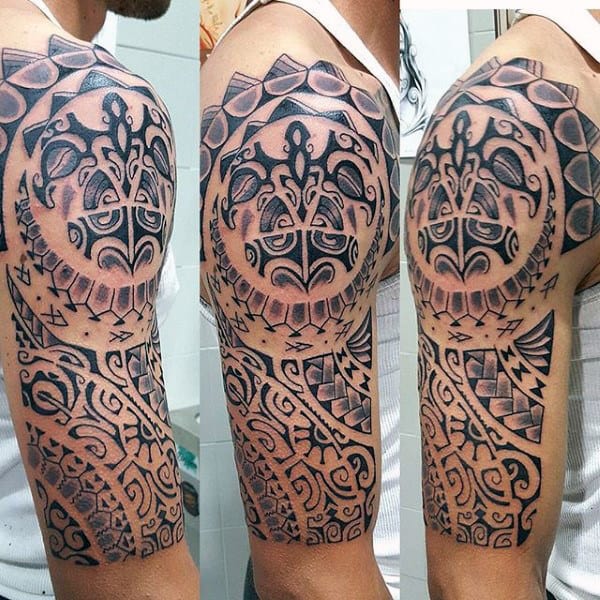 Half Sleeve Maori Culture Inspired Male Tattoo Design