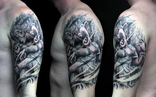 Half Sleeve Masculine Ganesh Guys Tattoos