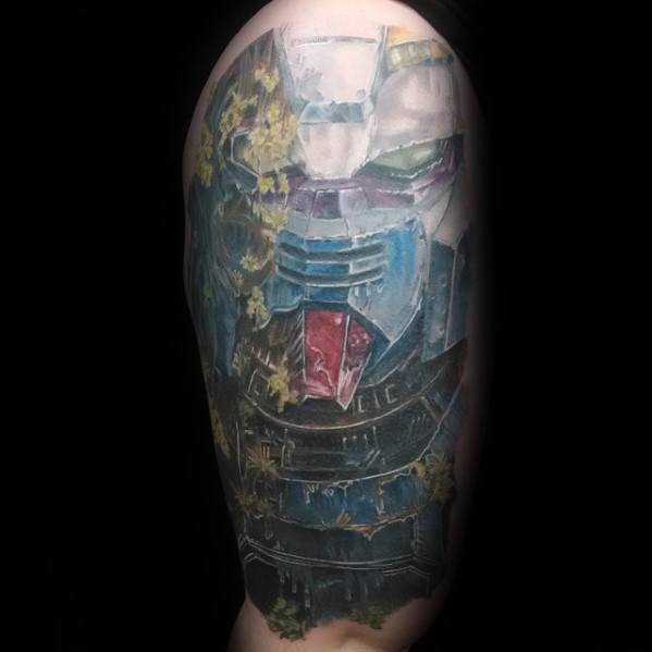 Half Sleeve Masculine Gundam Tattoos For Men
