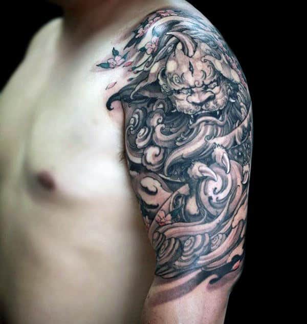 Half Sleeve Masculine Male Chinese Tattoo Design Ideas