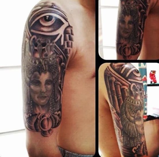 Half Sleeve Men's Egyptian Eye Tattoo