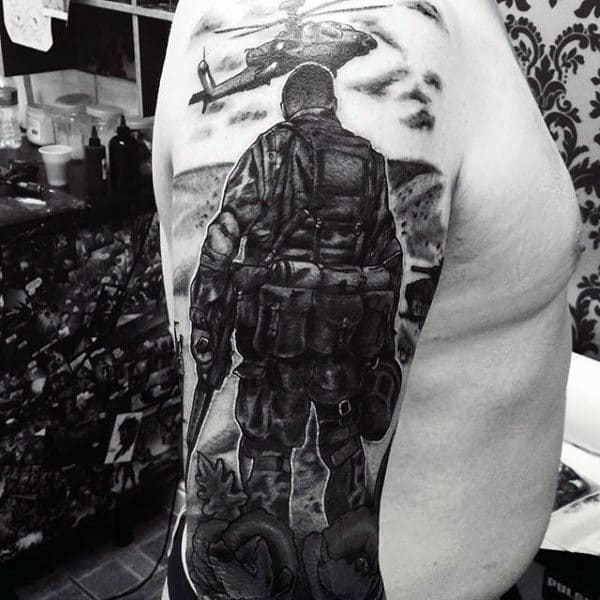 Half Sleeve Men's US Military Tattoo