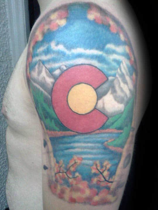 Half Sleeve Nature Scene Colorado Mens Tattoo Designs