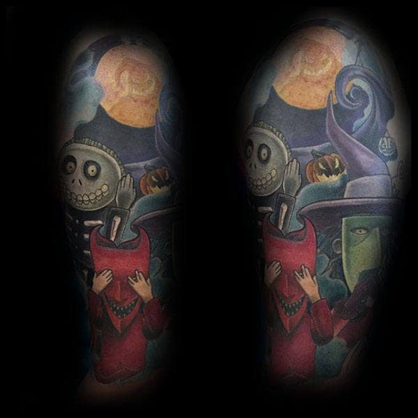 Half Sleeve Night Before Christmas Lock Shock And Barrel Mens Tattoos