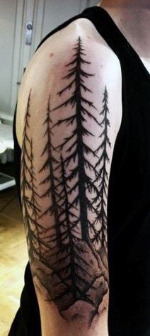 Half Sleeve Pine Tree Tattoos For Men