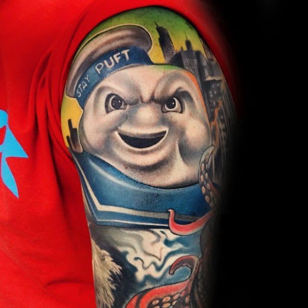 Half Sleeve Stay Puft Mens Ghostbusters Tattoo