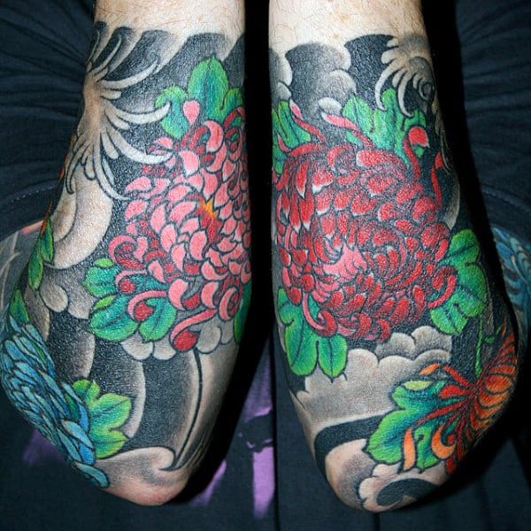 Half Sleeve Tattoo Designs For Men Forearm Japanese Flowers