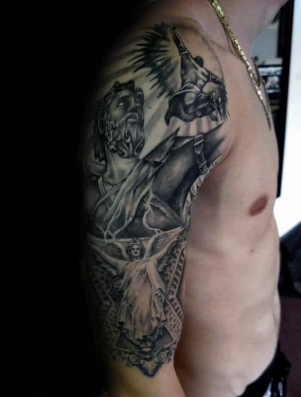 Half Sleeve Tattoo Of Icarus On Gentleman