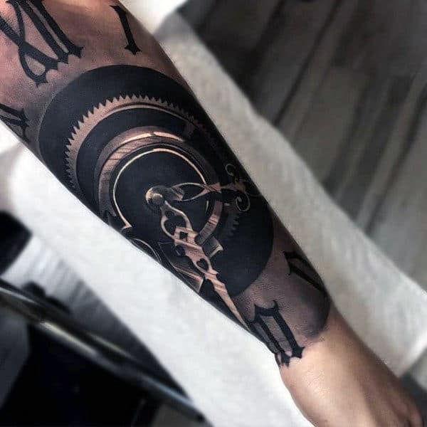 Half Sleeve Tattoos For Men Forearm Clock Hands