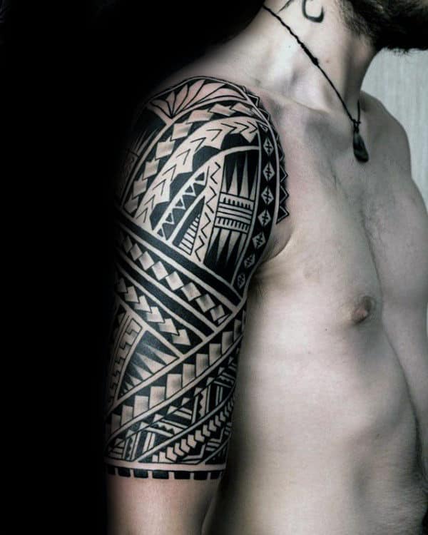 Half Sleeve Tribal Tattoo Designs On Gentleman