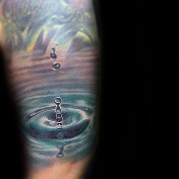 Half Sleeve Water Drop Guys Tattoos